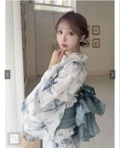 GRL 3点セット2Way水彩花柄浴衣セットfy027