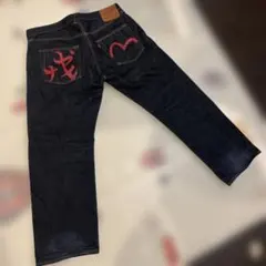 EVISU 2000 No.2 刺繍カモメ 赤×白 赤耳 デニム W32 EVISU No.2 2000 32×32 水引刺繍 赤耳 紅白刺繍 - メルカリ