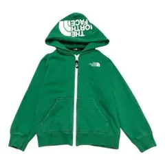 ノースフェイス　リアビューフルジップスウェットパーカー　刺繍ロゴ　緑色　120