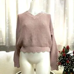 【新品未使用❇︎半額以下！Ｖネックショートニット❇︎ピンク】フリーサイズ︎❇︎匿名配送