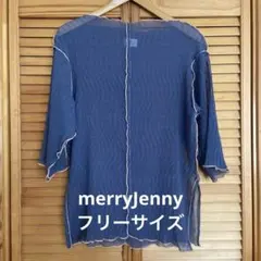 merry Jennyネイビー フリル 五分袖チュニックシースルーのサムネイル