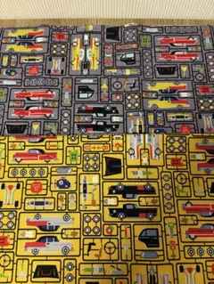 コットン生地　プラモデル　黄色&グレー　2枚セット　はぎれ