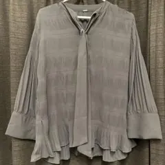 ミラオーウェン milaowen ブラウス リボン ボウタイ カーキ