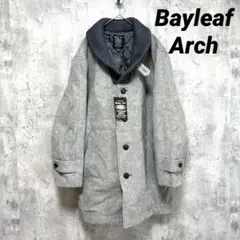 新品【ベイリーフアーチ】ウールロングコート グレー L ポケット ステンカラー