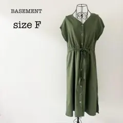 basement online シャツワンピース　ロング　フレンチスリーブ　麻混
