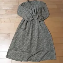 RayCassin グリーン花柄長袖ロングワンピース