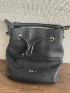 未使用】FURLA ショルダーバッグ 巾着 2way オールレザー 黒 - メルカリ