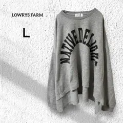 ローリーズファーム【Ｌ】ビッグロゴトレーナー オーバーサイズ グレー スウェット