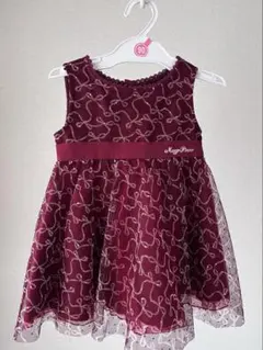 mezzo pianoリボン模様のバーガンディドレス 90cm