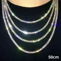 50㎝　ネックレス テニスチェーン CZ シルバー 銀 アクセサリーダイヤモンド