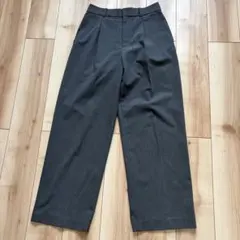 UNIQLO ユニクロ タックワイドパンツ ワンタック グレー M オフィス
