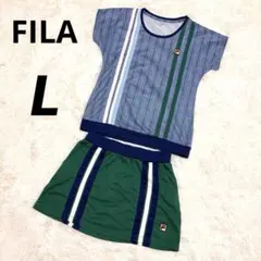 FILA テニスウェア スコート ギンガムチェック グリーン Lサイズ