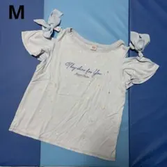メゾピアノジュニア　オフショル　肩開きTシャツ　サックス　M 140-150のサムネイル