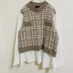 amie studio アミエスタジオ 重ね着風 ニットベスト