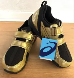【新品】アシックス キッズ 子供靴 ブラック ゴールド 19cm asics