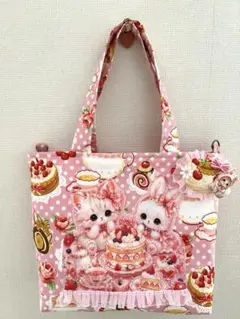 ハンドメイドトートバッグ♡ねこ♡うさぎのサムネイル
