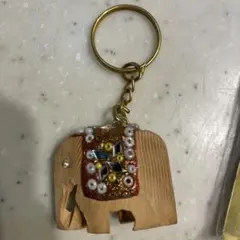 木製象キーリング 装飾付き ★10個セット500円