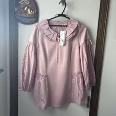 スーパービューティーピンク フリル襟 長袖トップス 44