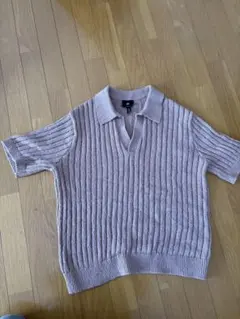 【H&M】半袖 ニットポロ　ピンク　S