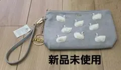 新品未使用　Mian スワン刺繍 ポーチ グレーのサムネイル