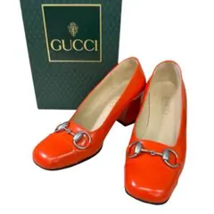 GUCCI ヴィンテージ ホースビット パンプス レザー オレンジ　23㎝のサムネイル