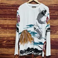 新品 和柄 ロンT XL 富士山 鯉 桜刺繍 総柄 長袖Tシャツ JAPANのサムネイル