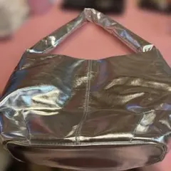 シルバー 合成皮革 トートバッグ