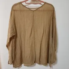【Studio CLIP】シアー長袖トップ　ベージュ　2way Fサイズ
