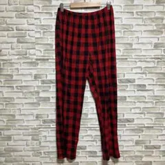 【訳あり特価】パンツ バッファローチェック 赤 黒 ゆるだぼ M