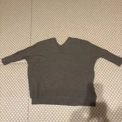 【IENA】グレー Vネック 五分袖 ニットセーター