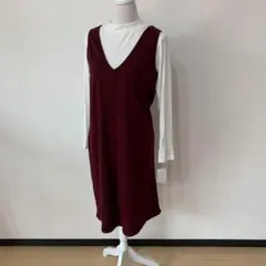 エルフィンドール ロングワンピース フェイクジャンスカワンピース ボルドー L