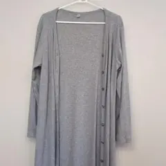 UNIQLO　ロングカーディガン　リブ　グレー　М
