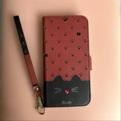 Minette iPhone14手帳型ケース 猫モチーフ ストラップ付