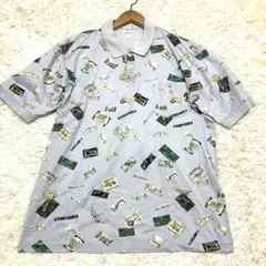 希少！パパス！総柄！ポロシャツ！L！ブルーのサムネイル