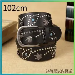 新品 ユニセックス ターコイズ 黒スタッズベルト y2k ビンテージ風