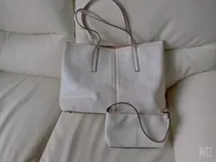 ハンドバッグ　ミニバッグセット　白　本革