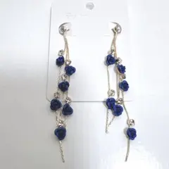e32/ピアス　薔薇×ラインストーン　ゆらゆらピアス　1ペア