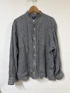 90sラルフローレン ブラック ギンガムチェック 長袖 シャツ XL