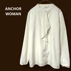 ANCHOR WOMAN ボウタイブラウス 長袖 オフホワイト オフィス M