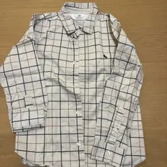 H&M ベージュ チェック柄 長袖シャツ US 6-7Y
