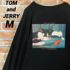TOM and JERRY ビッグプリント 両面プリント 長袖 ロンT ブラックのサムネイル
