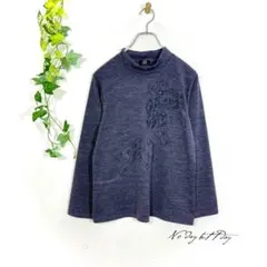 Best Selection カットソー(L)ストレッチ 花柄装飾 大人可愛い