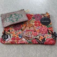 NATHALIE LETE 　ナタリー・レテ　花と動物刺繍ポーチ　2点セット