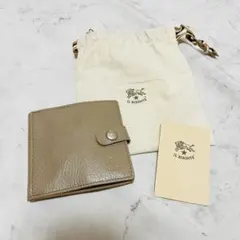未使用品 イルビゾンテ 財布 レザー 二つ折り グレージュ 保存袋付き 男女兼用のサムネイル
