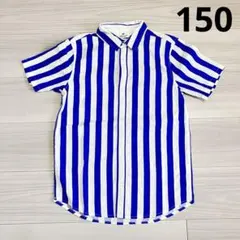 H&M エイチアンドエム ストライプシャツ 半袖 襟付き 140