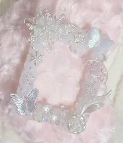 トレカケース　ホイップデコ　硬質カードケースデコ　ゆめかわ　ホワイト　B8　薔薇