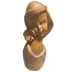 ヴィンテージ　木製女性彫刻 ダークブラウン アンティーク