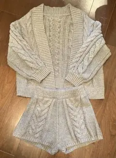 GRL ケーブル編みニットカーディガンxショートパンツ セットアップ