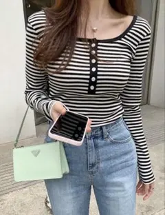SHEIN レディース　ボーダー　長袖　トップス