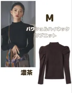 【完売品】パワショルハイネックリブニットトップス[rut377] 茶　GRL